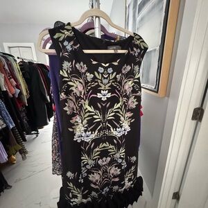 Donna Ricco Black Floral Midi Dress